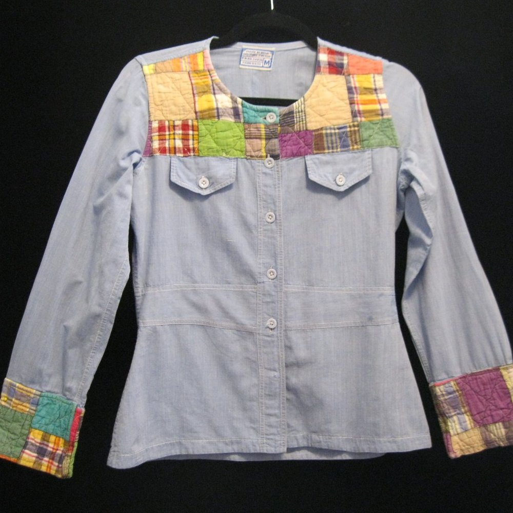 Vintage 70s India Import Patchwork Top Blouse SM